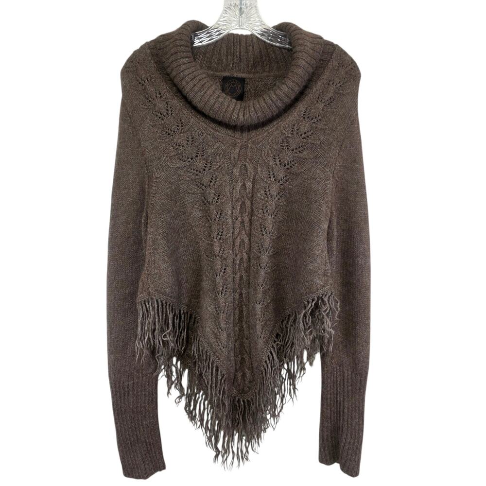 Millma Bolivia Womens Baby Alpaca Silk Fringe Cowl Neck Sweater Handknit XS